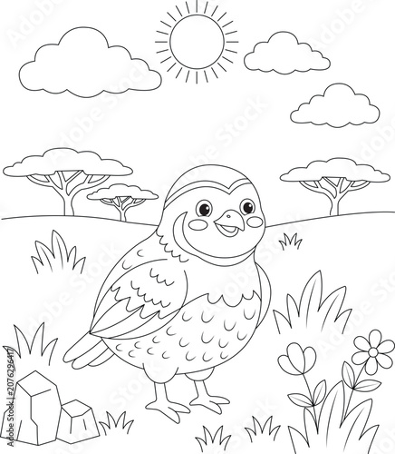 Cute animal coloring page for kids