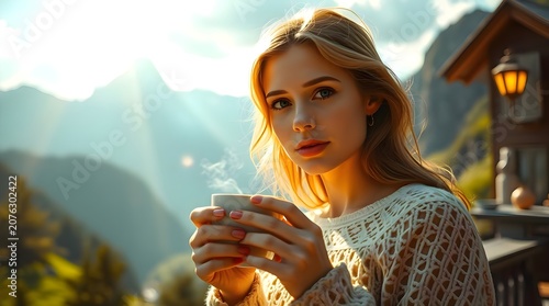 woman drinking coffee