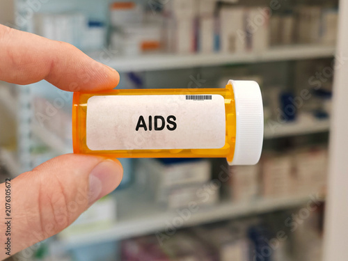 Obraz na płótnie Box of AIDS infectious disease treatment for antibiotic antiviral antifungal or