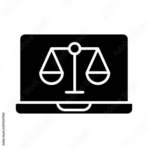 Online legal help icon vector. Digital law assistance illustration sign. Virtual lawyer support symbol. Legal consultation logo or mark.