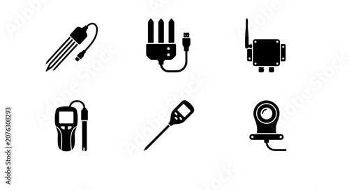 Φωτογραφία Digital Sensor Icons, Electronic Measurement Tools, Scientific Instruments, Tech