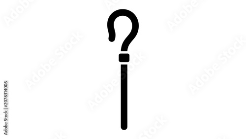 Cuadro en lienzo Question Mark Walking Stick Icon: A simple, modern graphic representation of a question mark integrated into the handle of a walking stick, symbolizing inquiry, guidance, or a quest for answers