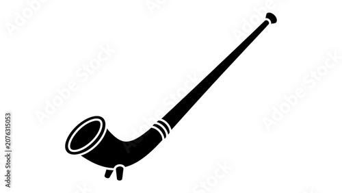 Fotografie Alphorn Silhouette: A striking black silhouette of a traditional alphorn, an alpine musical instrument, presented against a clean background, highlighting its elegant and iconic shape