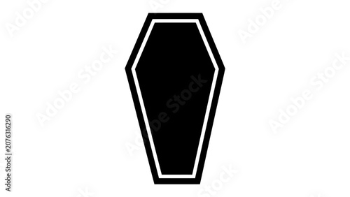 Canvas-taulu Black Coffin Icon: A stark, black coffin silhouette with a white outline, symbolizing death and finality