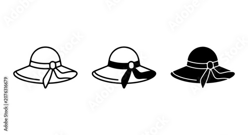 Photos Elegant Sun Hats, Fashionable Wide Brim Accessories, Classic Ladies Headwear Set