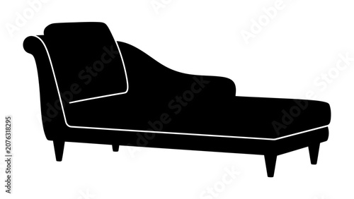 Fotografie Elegant Chaise Lounge Silhouette: A chic and classic chaise lounge rendered in silhouette, highlighting its graceful curves and sophisticated design, perfect for interior design concepts
