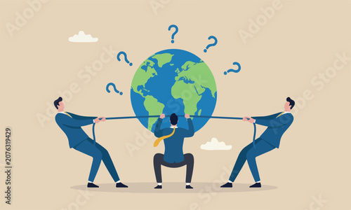 Obraz na plátně Geopolitics, compete to be world leader, power to gain advantage from world econ