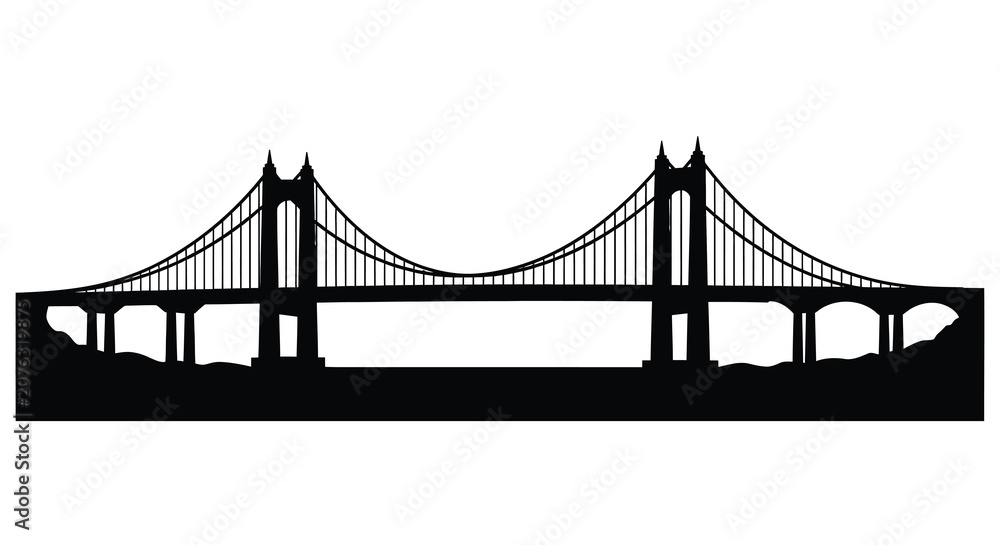 Fototapeta premium Golden Gate Bridge Silhouette Against White Background