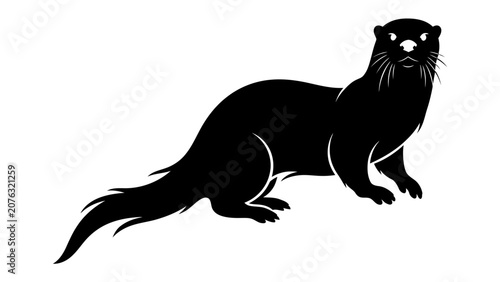 Photos Black Otter Silhouette: A stark black silhouette of an otter with its distinctive long body and bushy tail is presented against a clean background, showcasing the elegant form of this aquatic mammal