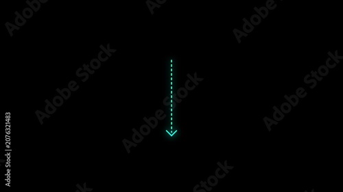 Minimalist Cyan Dashed Arrow Pointing Down, Motion Graphics Interface Element Overlay Alpha Loops