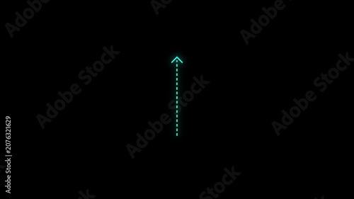Minimalist Cyan Dashed Arrow Pointing Upward, Motion Graphics Interface Element Overlay Alpha Loops