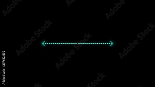 Cyan Dashed Double Arrow Horizontal, Motion Graphics Interface Element Overlay Alpha Loop