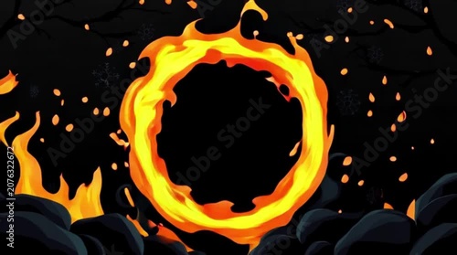  Flames Surrounding a Dark Center, Creating a Striking Visual Contrast Suitable for Various Creative Projects