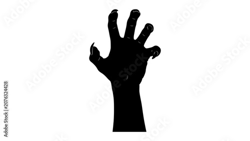 Photos Monster Claw Silhouette: A spooky silhouette of a monstrous hand with sharp claws extended upwards, perfect for Halloween or horror-themed designs