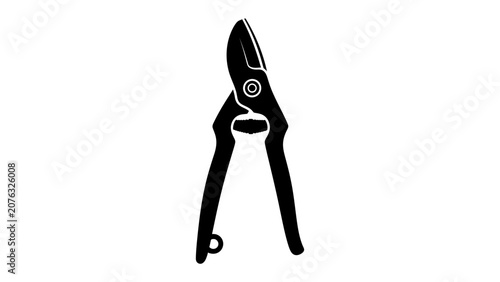 Fotografía Gardening Shears Silhouette: A stark, black silhouette of gardening shears, symbolizing horticultural tools and the art of plant care