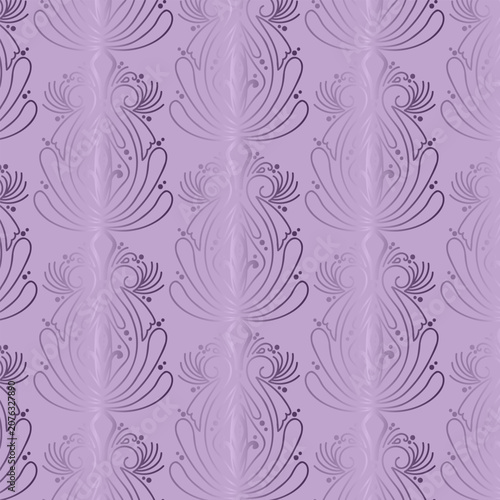 Soft lavender purple seamless pattern with art  floral lines