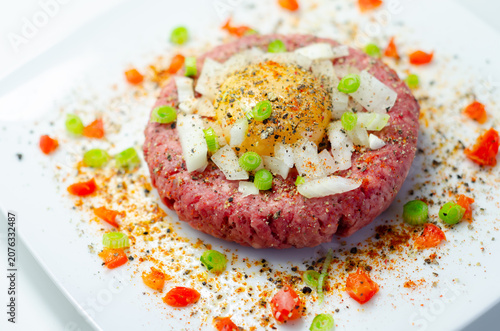 Fresh patty center with soft egg yolk