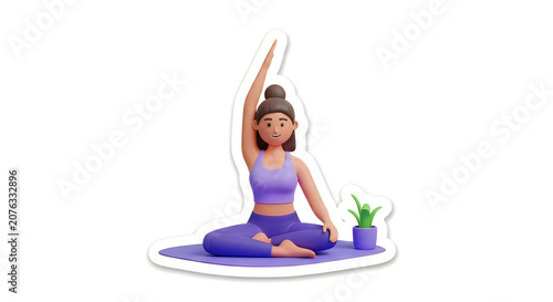 3d cartoon woman doing yoga and meditation exercise in a relaxing pose