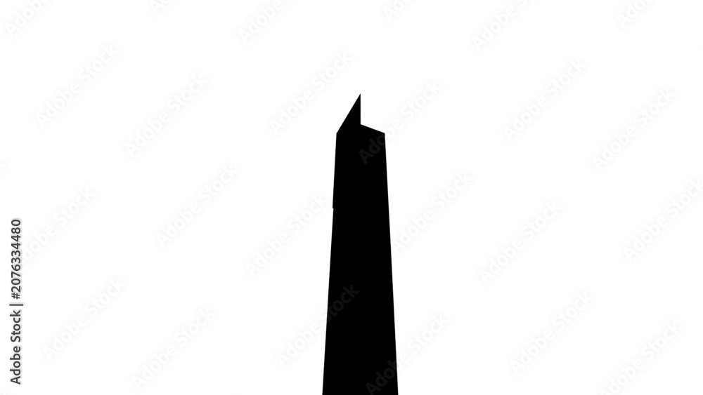Obraz premium Dramatic Washington Monument vector icon cropped as a bold patriotic obelisk silhouette, American memorial illustration for government themes, capital travel posters and civic history