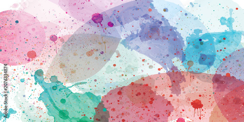 Tableau sur toile Abstract Colorful Watercolor Background with Vibrant Paint Splashes Grunge Paper