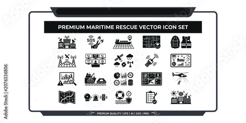 Premium Maritime Rescue and Emergency Services Icon Set Professional Vector Symbols