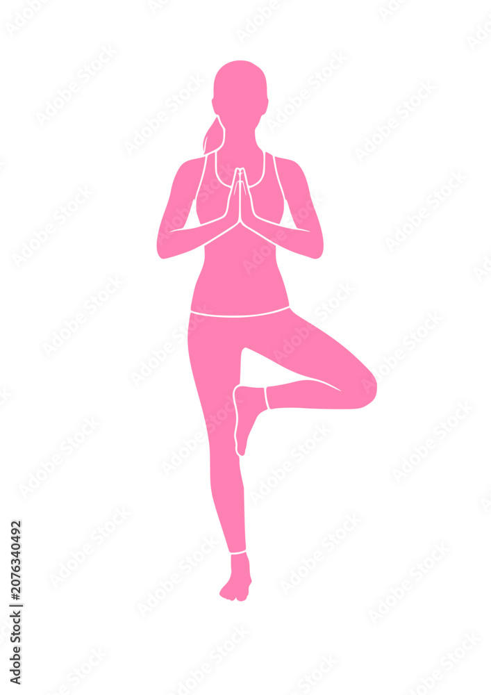 Fototapeta premium Woman practicing yoga tree pose