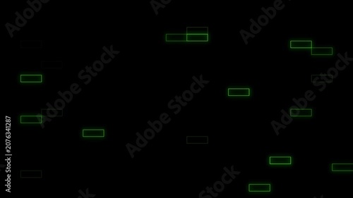 Futuristic Green Digital Data Blocks Technology Background Animation Loop.4k video