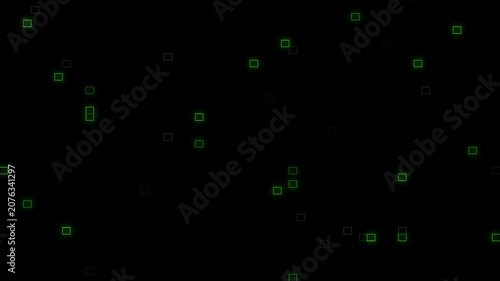 Floating Green Digital Data Squares Technology Background Animation Loop.4k video