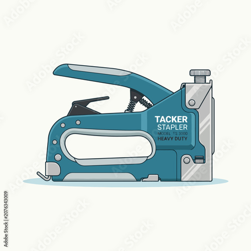 Tableau sur toile A blue heavy duty manual staple gun on a plain white background