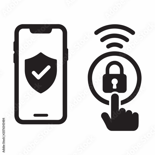 Mobile Security and Authentication Vector Icon Set