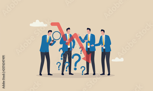 Tableau sur toile Market crash meeting teams together recession, analyze or measure investment dow