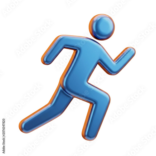 Blue Runner Sport Icon Isolated Transparent Background PNG Image