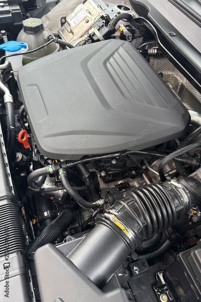 Fototapeta premium Close view of a modern car engine