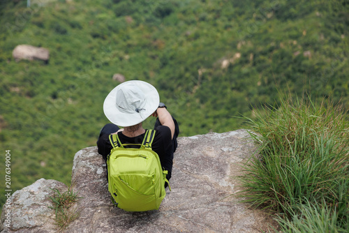 Canvas Print Hiking on the mountain top in Hong Kong
