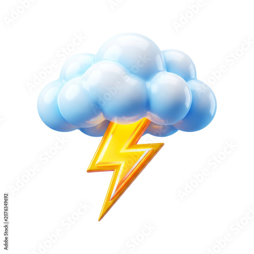 Thunderstorm 3D Icon Isolated Transparent Background PNG Image