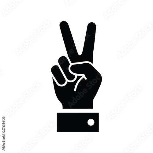 Peace Sign Hand Gesture Solid Silhouette Icon Design Collection