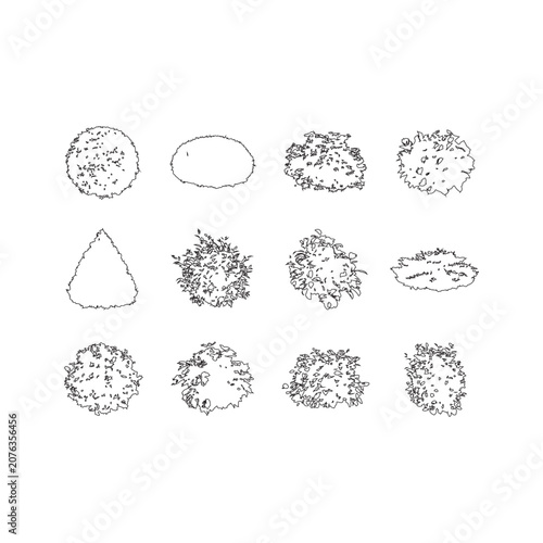 Fotografia Top view of outline black tree icon for landscaping and architectural design on transparent