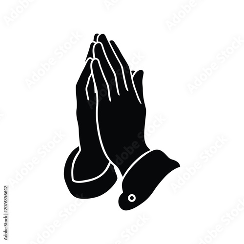 Praying Hands Solid Silhouette Icon Design Collection
