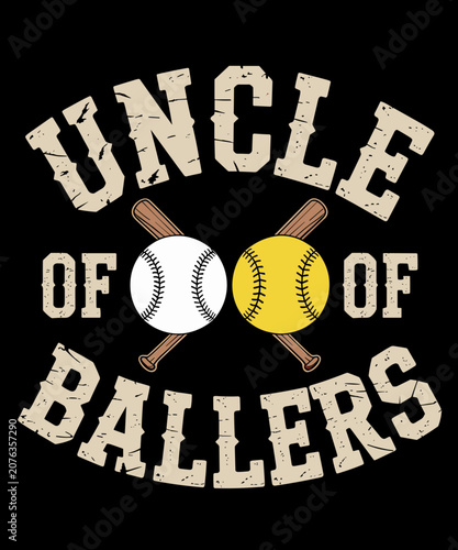 Billede på lærred Vintage Uncle of Ballers T Shirt Funny Baseball Softball Lover