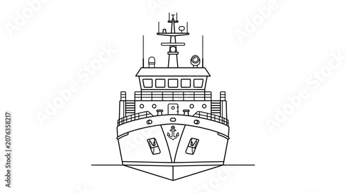 Foto A line drawing of a large ship.