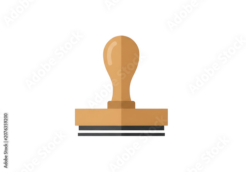 Classic brown stamp icon with handle on paper isolated on transparent background