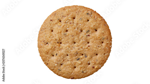 Fotografía Round whole wheat cracker with seeds and salt
