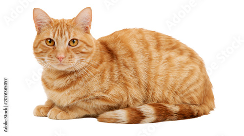 Canvas Print Orange tabby cat with yellow eyes lying down