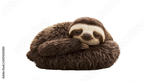 Photography Cute sloth sleeping curled up with eyes closed