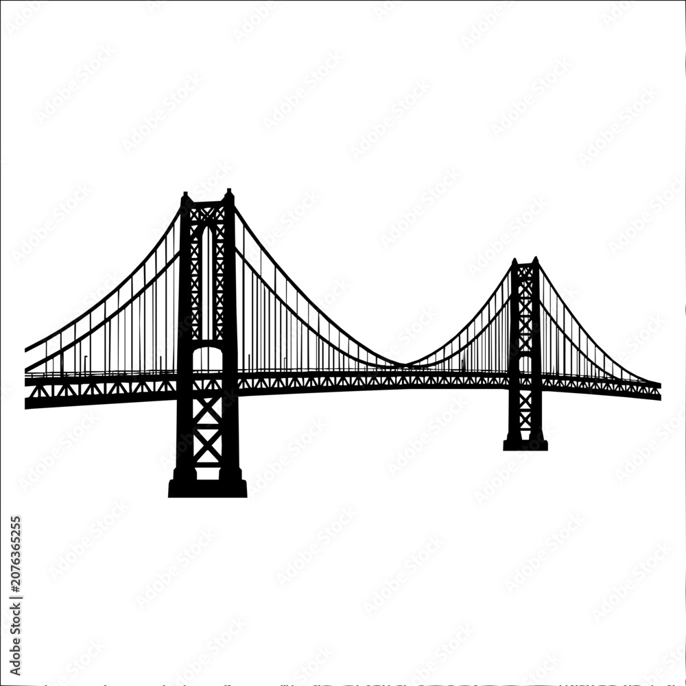 Fototapeta premium Suspension bridge silhouette