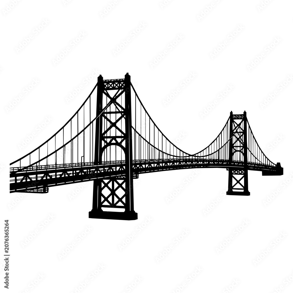 Fototapeta premium Suspension bridge silhouette