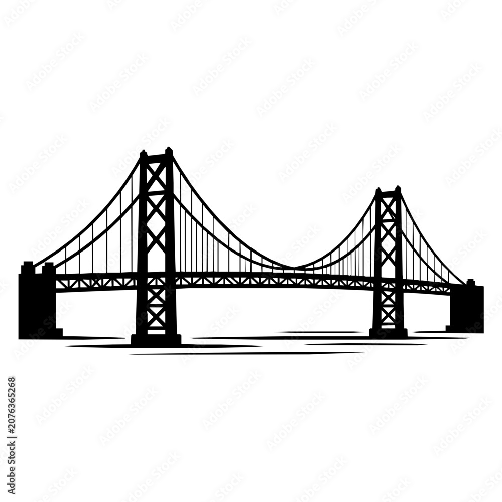 Fototapeta premium Suspension bridge silhouette