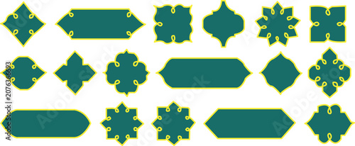 Islamic Ramadan Frame Collection with Ornamental Arabic Borders. Elegant Mosque Arch Shapes. Vintage Muslim Decorative Vector Elements Luxury Ramadan Kareem Frames with Golden Islamic Patterns. 