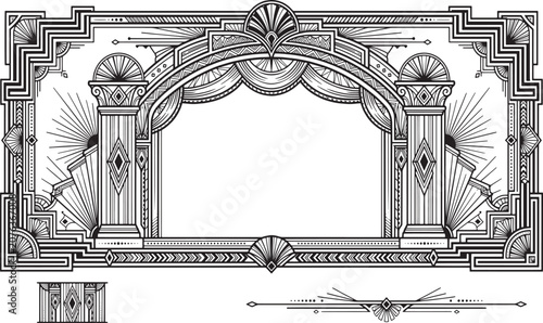 Принти на полотні Vintage Art Deco Theater Stage Frame and Border Element, Elegant Retro Architect