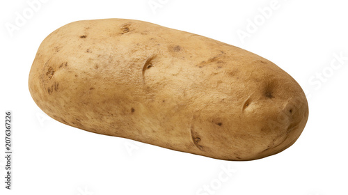 Whole raw potato with brown skin and eyes
